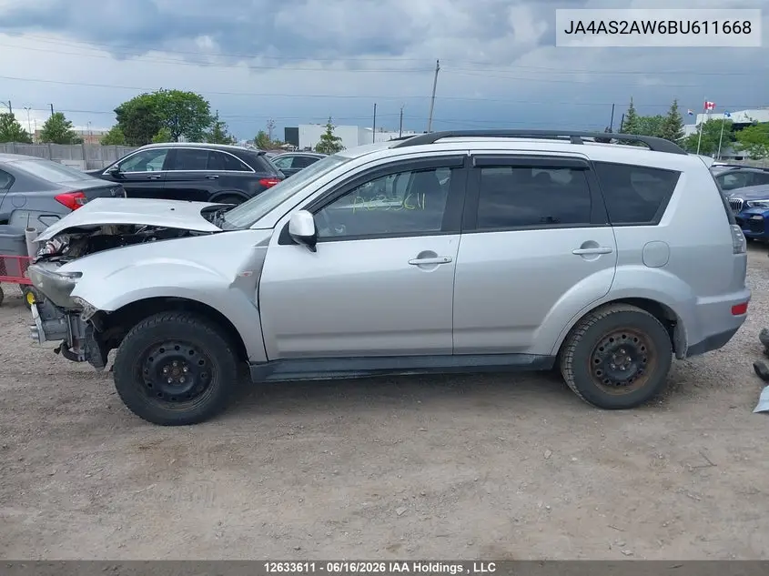 2011 Mitsubishi Outlander Es VIN: JA4AS2AW6BU611668 Lot: 12633611