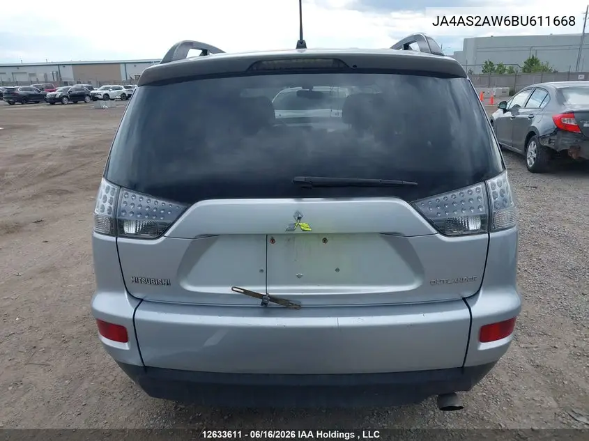 2011 Mitsubishi Outlander Es VIN: JA4AS2AW6BU611668 Lot: 12633611