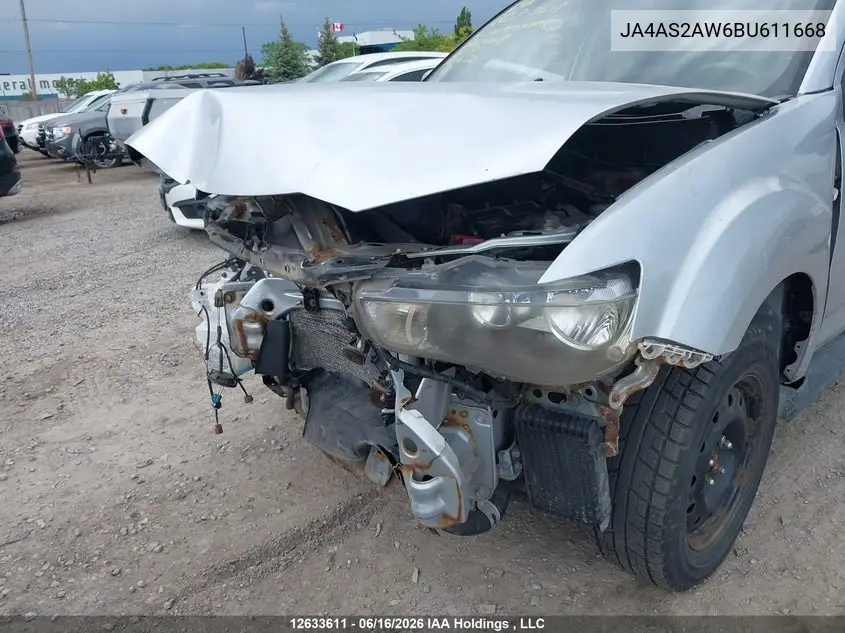 2011 Mitsubishi Outlander Es VIN: JA4AS2AW6BU611668 Lot: 12633611