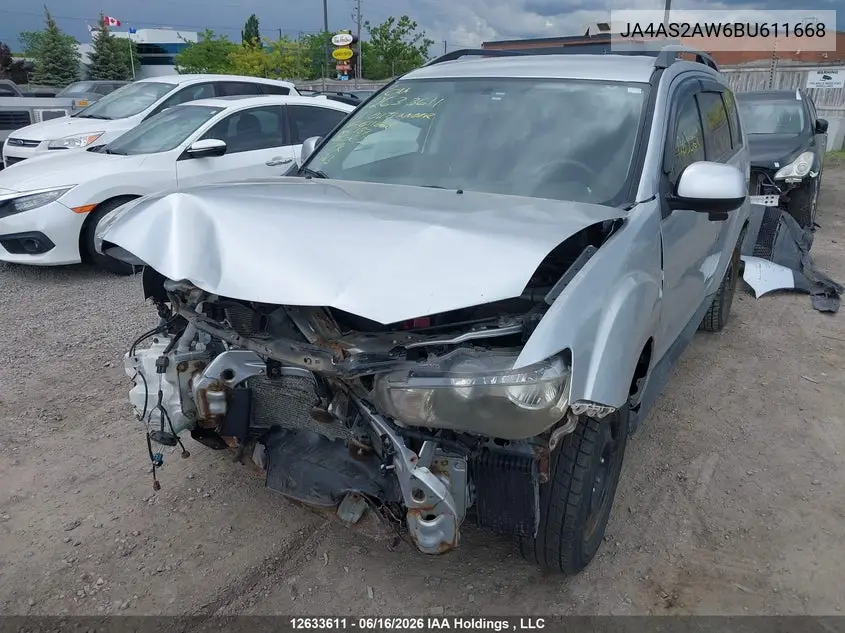 2011 Mitsubishi Outlander Es VIN: JA4AS2AW6BU611668 Lot: 12633611