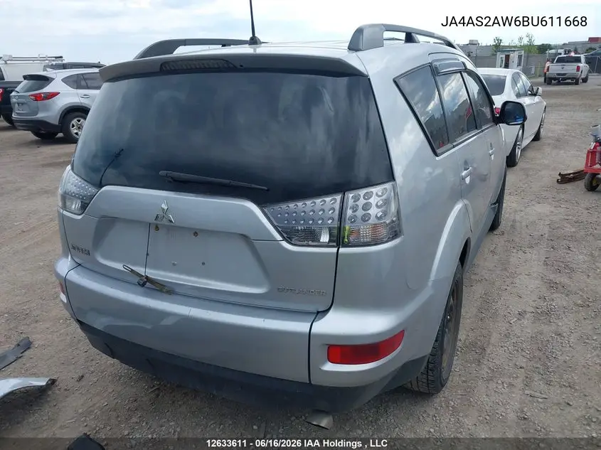 2011 Mitsubishi Outlander Es VIN: JA4AS2AW6BU611668 Lot: 12633611