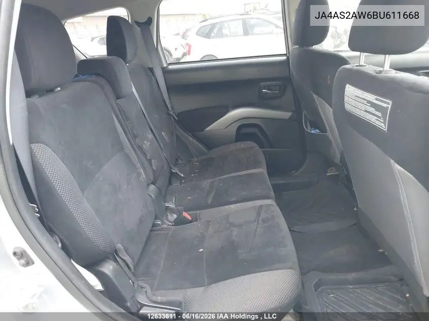 2011 Mitsubishi Outlander Es VIN: JA4AS2AW6BU611668 Lot: 12633611