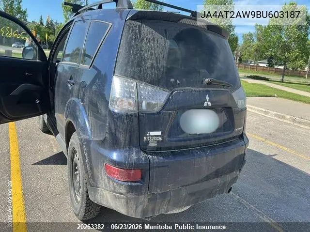 2011 Mitsubishi Outlander Es VIN: JA4AT2AW9BU603187 Lot: 20263382