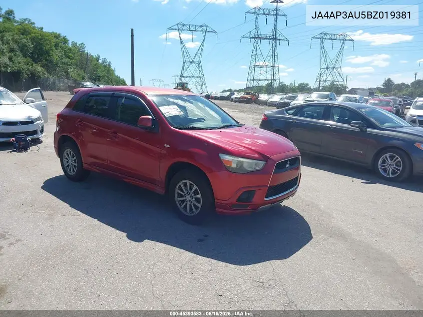 2011 Mitsubishi Outlander Sport Es VIN: JA4AP3AU5BZ019381 Lot: 45393583