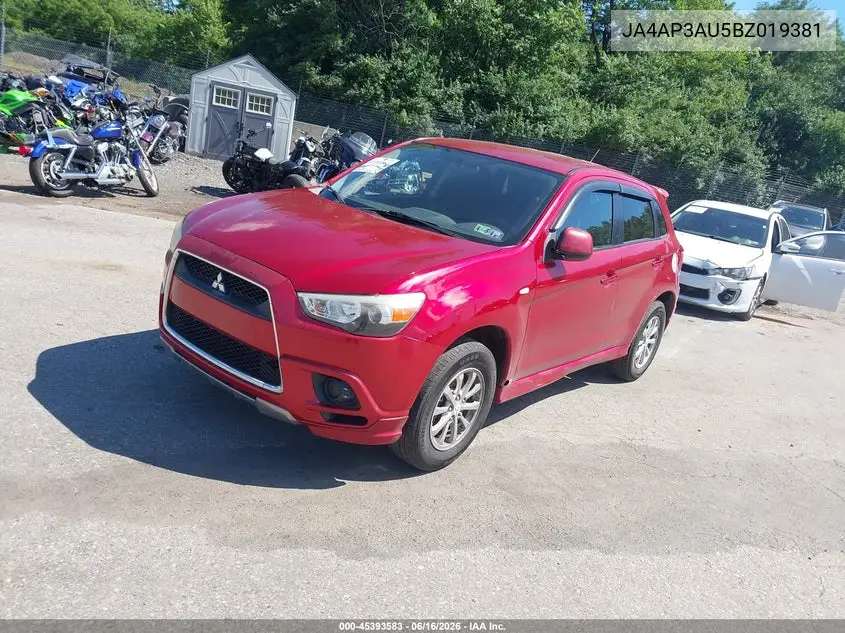 2011 Mitsubishi Outlander Sport Es VIN: JA4AP3AU5BZ019381 Lot: 45393583