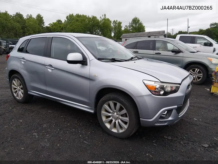 2011 Mitsubishi Outlander Sport Se VIN: JA4AR4AU7BZ000265 Lot: 45460911