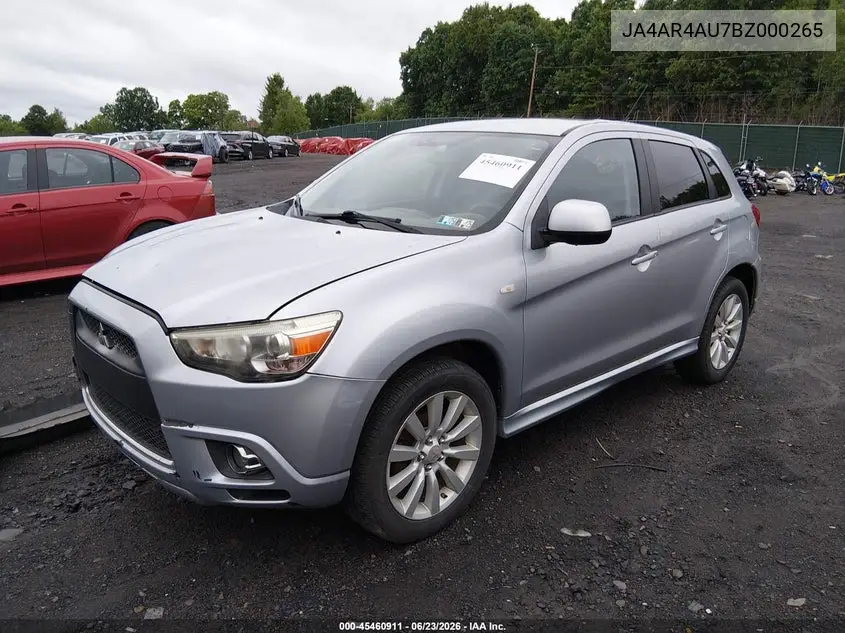 2011 Mitsubishi Outlander Sport Se VIN: JA4AR4AU7BZ000265 Lot: 45460911