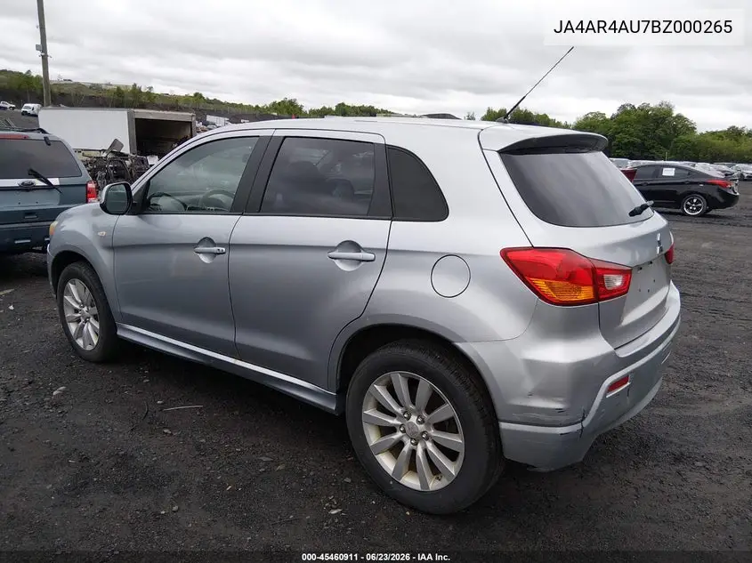 2011 Mitsubishi Outlander Sport Se VIN: JA4AR4AU7BZ000265 Lot: 45460911