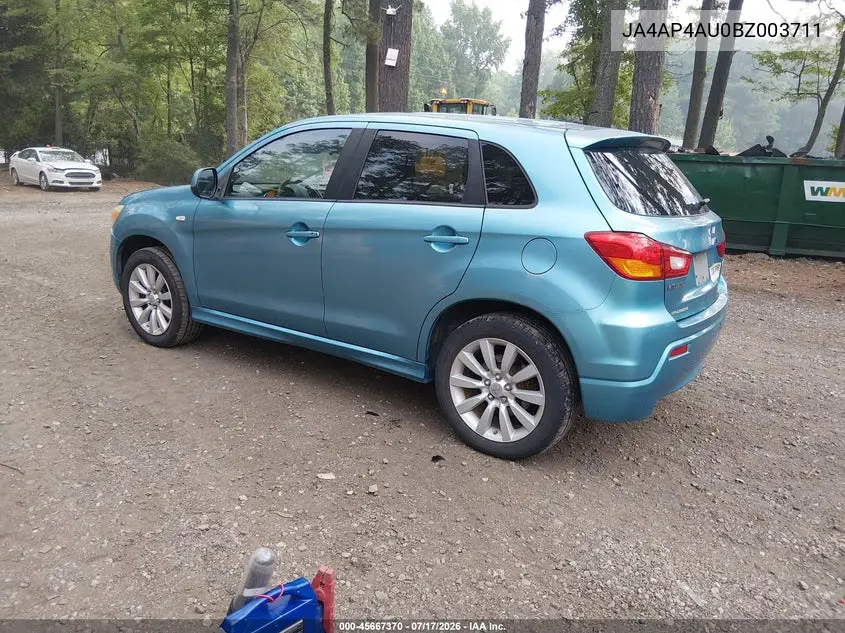 2011 Mitsubishi Outlander Sport Se VIN: JA4AP4AU0BZ003711 Lot: 45667370