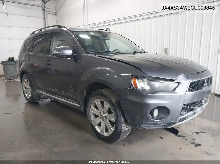 2012 Mitsubishi Outlander Se VIN: JA4AS3AW3CU008846 Lot: 45655880