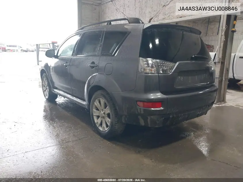 2012 Mitsubishi Outlander Se VIN: JA4AS3AW3CU008846 Lot: 45655880