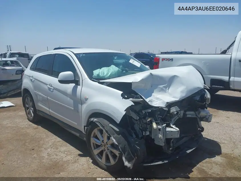 2014 Mitsubishi Outlander Sport Es VIN: 4A4AP3AU6EE020646 Lot: 45188650