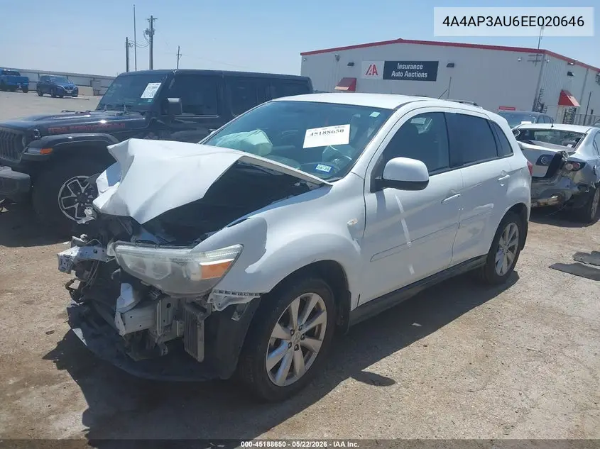 2014 Mitsubishi Outlander Sport Es VIN: 4A4AP3AU6EE020646 Lot: 45188650