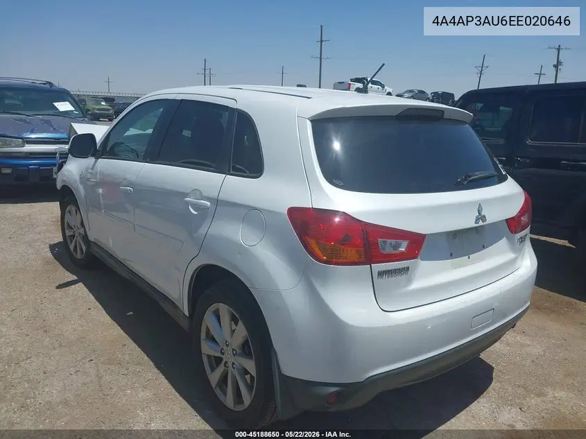 2014 Mitsubishi Outlander Sport Es VIN: 4A4AP3AU6EE020646 Lot: 45188650