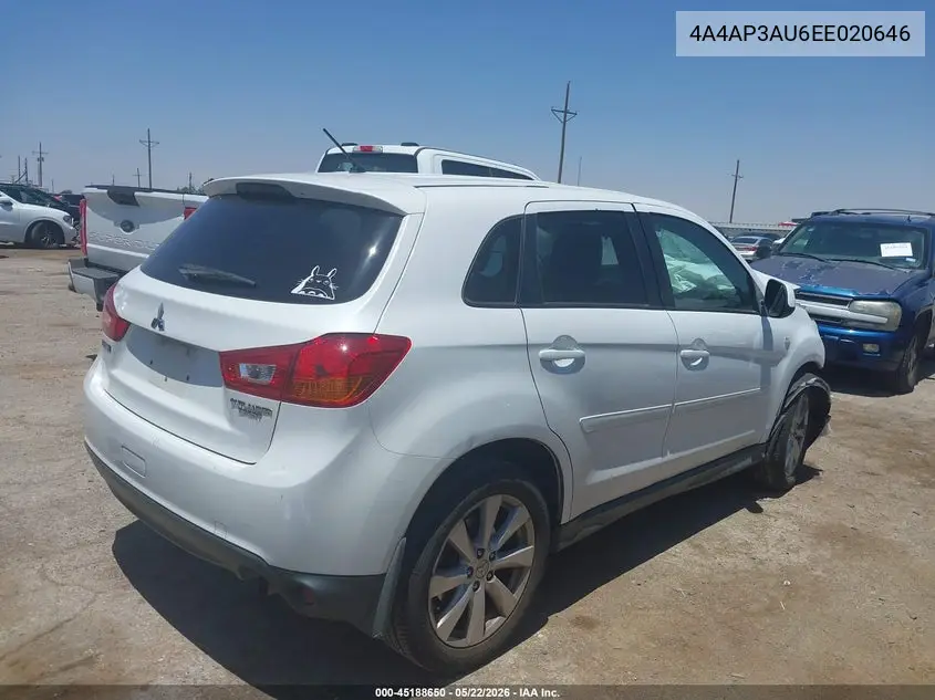 2014 Mitsubishi Outlander Sport Es VIN: 4A4AP3AU6EE020646 Lot: 45188650