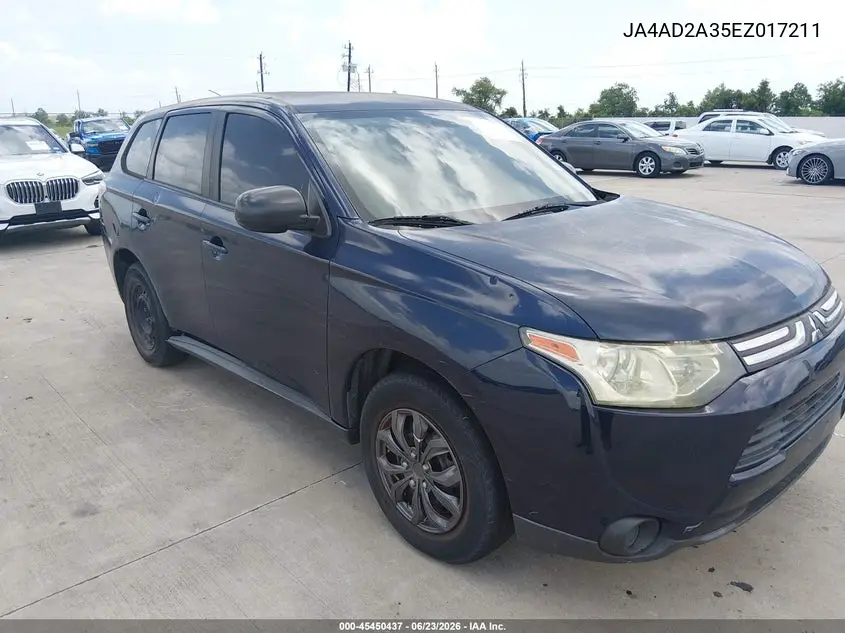 2014 Mitsubishi Outlander Es VIN: JA4AD2A35EZ017211 Lot: 45450437