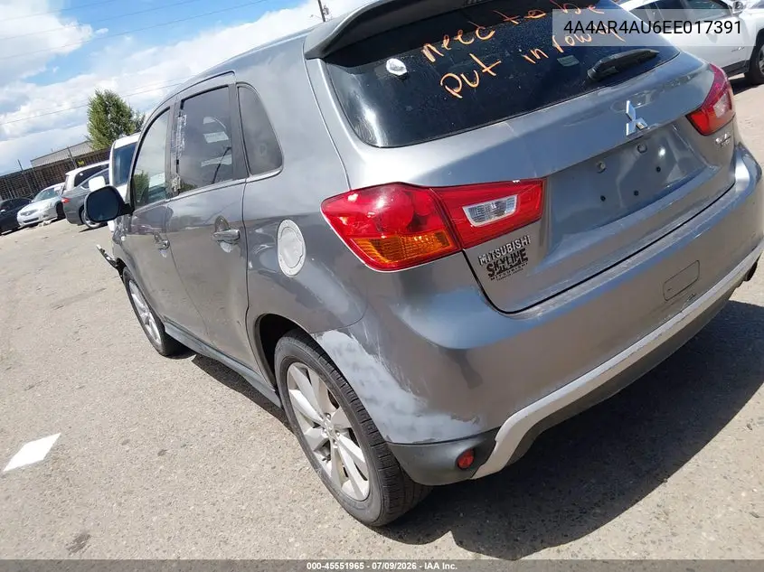 2014 Mitsubishi Outlander Sport Se VIN: 4A4AR4AU6EE017391 Lot: 45551965