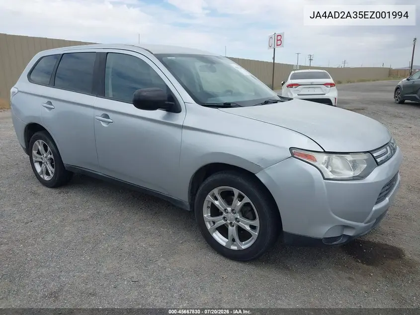 2014 Mitsubishi Outlander Es VIN: JA4AD2A35EZ001994 Lot: 45667830