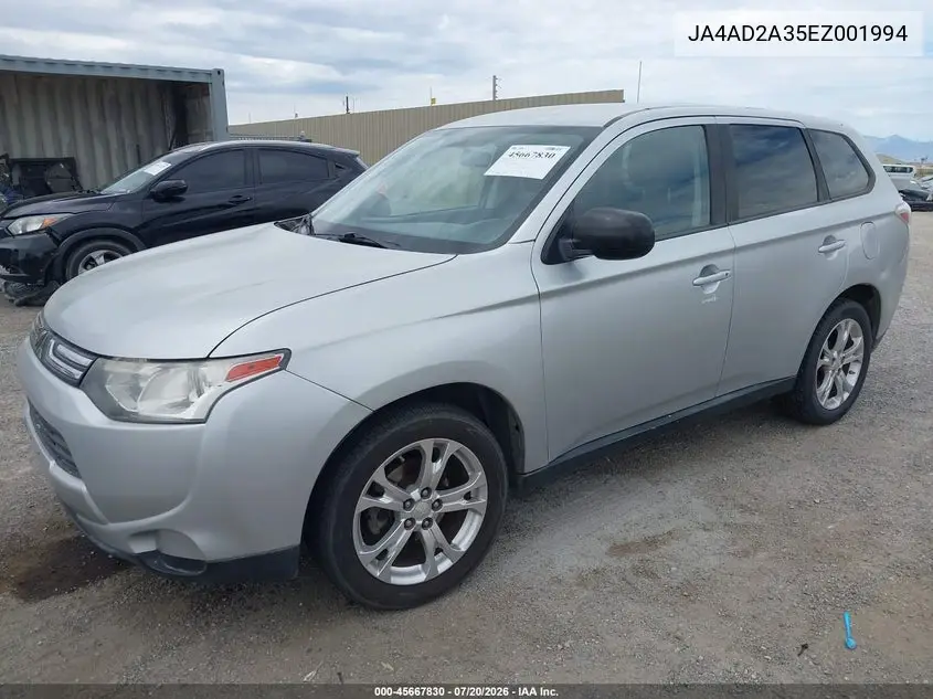 2014 Mitsubishi Outlander Es VIN: JA4AD2A35EZ001994 Lot: 45667830