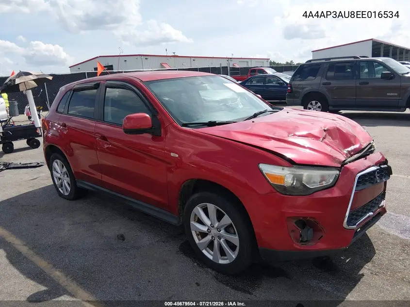 2014 Mitsubishi Outlander Sport Es VIN: 4A4AP3AU8EE016534 Lot: 45679504