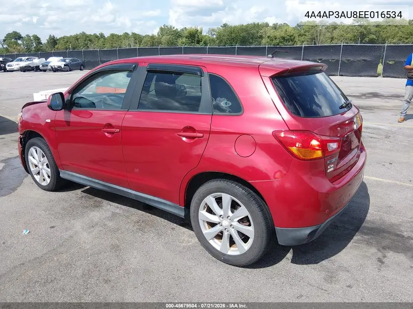 2014 Mitsubishi Outlander Sport Es VIN: 4A4AP3AU8EE016534 Lot: 45679504