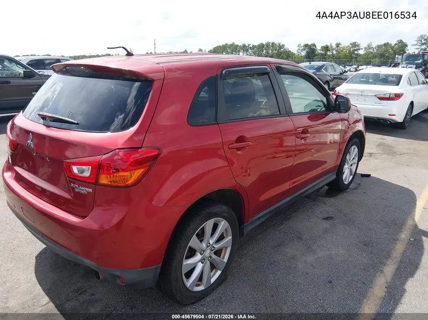 2014 Mitsubishi Outlander Sport Es VIN: 4A4AP3AU8EE016534 Lot: 45679504