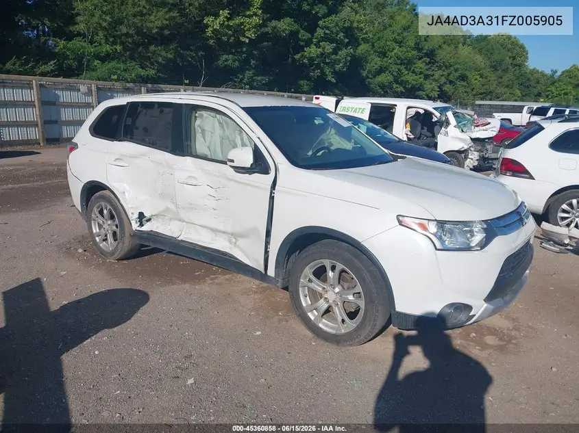 2015 Mitsubishi Outlander Se VIN: JA4AD3A31FZ005905 Lot: 45360858