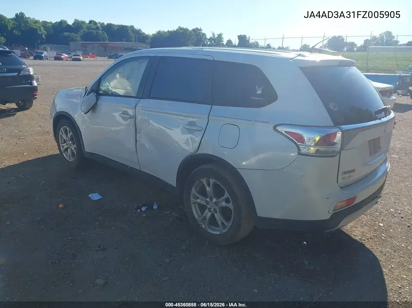 2015 Mitsubishi Outlander Se VIN: JA4AD3A31FZ005905 Lot: 45360858