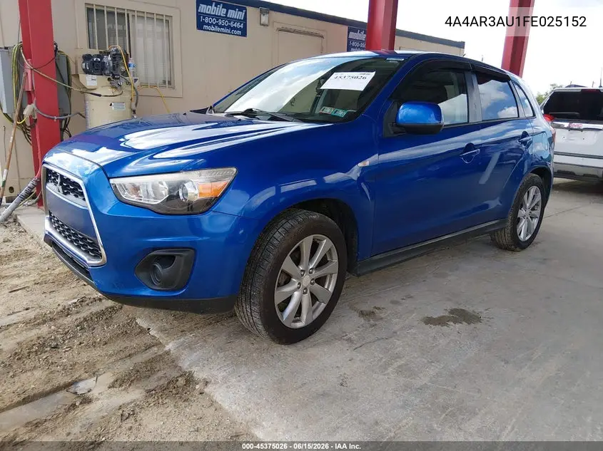 2015 Mitsubishi Outlander Sport Es VIN: 4A4AR3AU1FE025152 Lot: 45375026