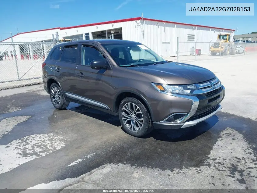 2016 Mitsubishi Outlander Es VIN: JA4AD2A32GZ028153 Lot: 45106750