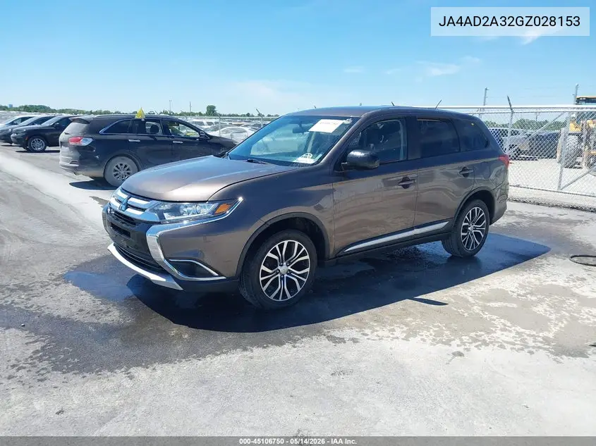 2016 Mitsubishi Outlander Es VIN: JA4AD2A32GZ028153 Lot: 45106750
