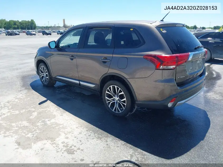 2016 Mitsubishi Outlander Es VIN: JA4AD2A32GZ028153 Lot: 45106750