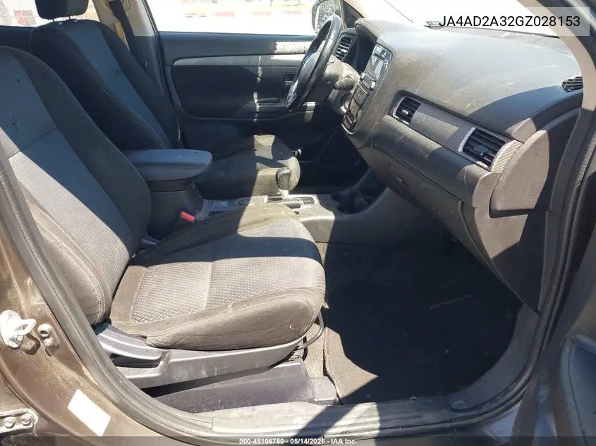2016 Mitsubishi Outlander Es VIN: JA4AD2A32GZ028153 Lot: 45106750
