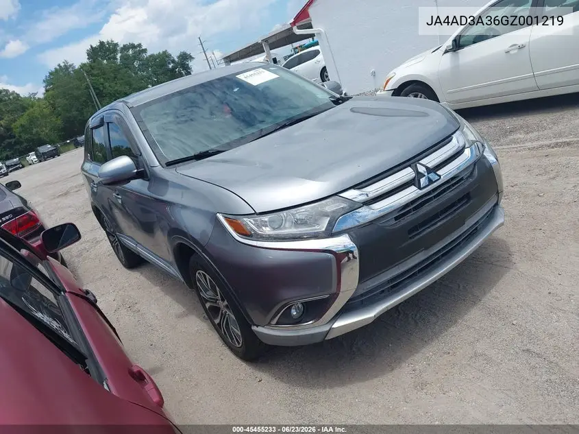 2016 Mitsubishi Outlander Se VIN: JA4AD3A36GZ001219 Lot: 45455233