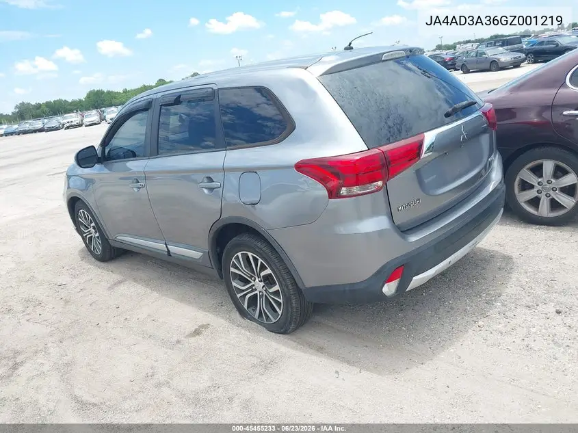 2016 Mitsubishi Outlander Se VIN: JA4AD3A36GZ001219 Lot: 45455233