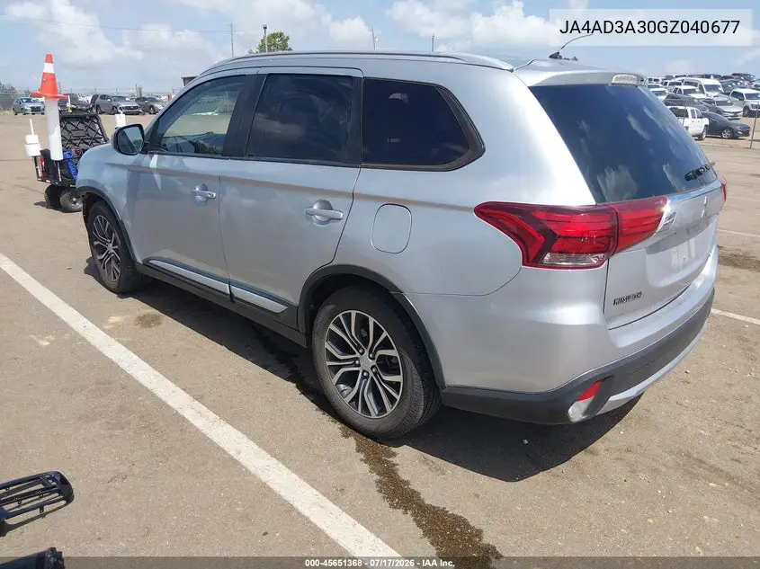 2016 Mitsubishi Outlander Se/Sel VIN: JA4AD3A30GZ040677 Lot: 45651368