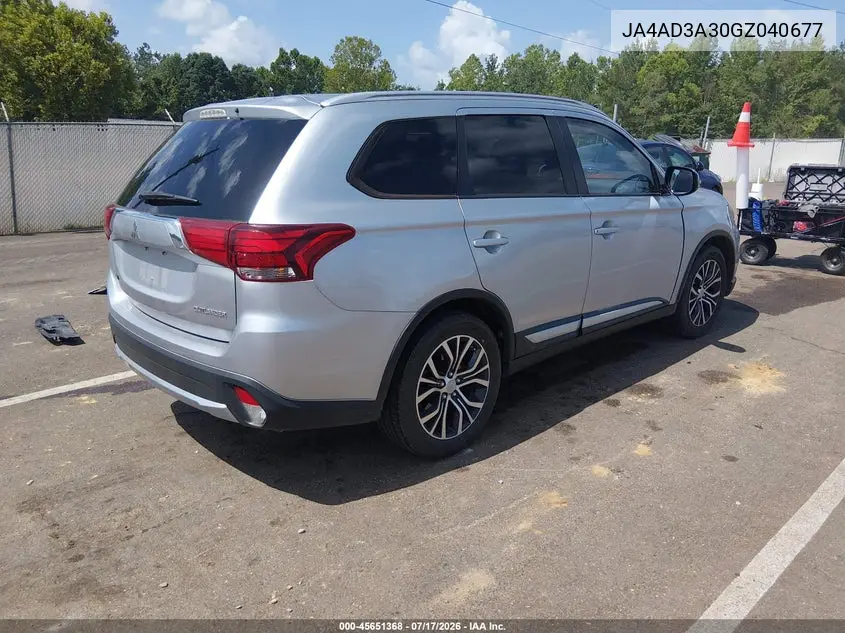 2016 Mitsubishi Outlander Se/Sel VIN: JA4AD3A30GZ040677 Lot: 45651368