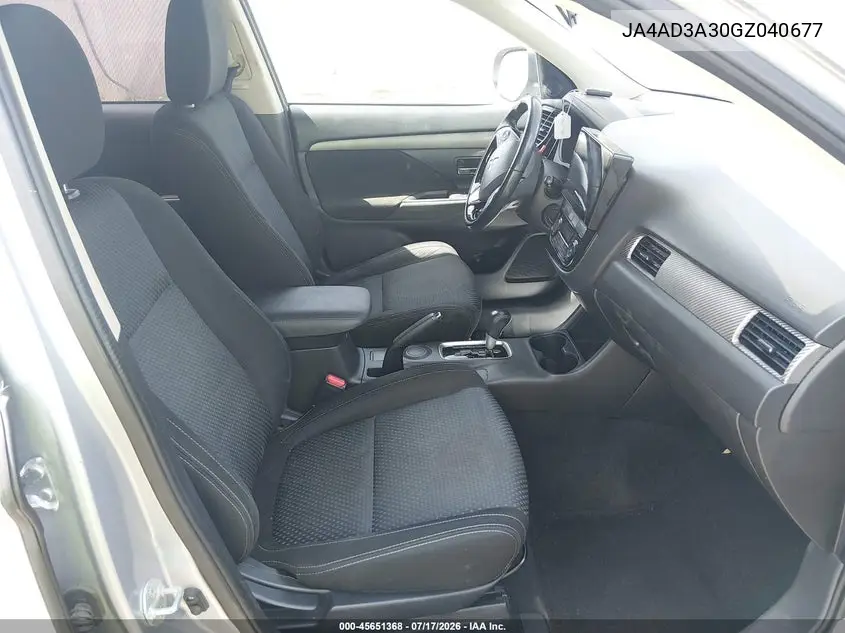 2016 Mitsubishi Outlander Se/Sel VIN: JA4AD3A30GZ040677 Lot: 45651368