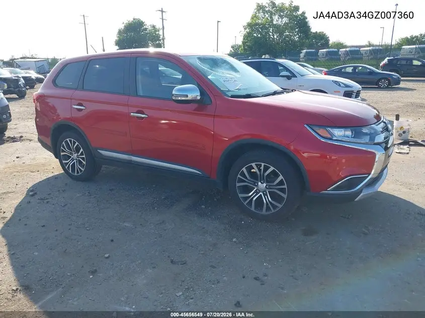 2016 Mitsubishi Outlander Se/Sel VIN: JA4AD3A34GZ007360 Lot: 45656549