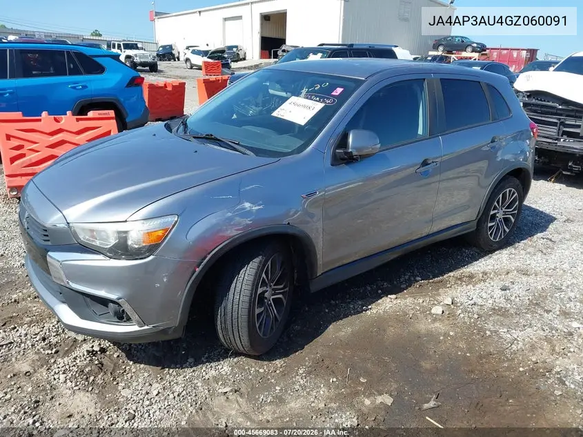 2016 Mitsubishi Outlander Sport 2.0 Es VIN: JA4AP3AU4GZ060091 Lot: 45669083