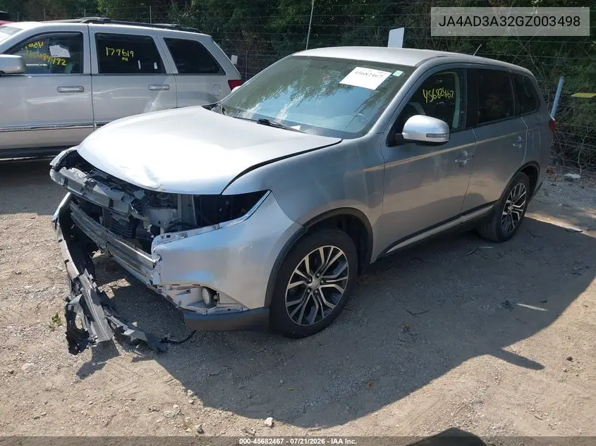 2016 Mitsubishi Outlander Se VIN: JA4AD3A32GZ003498 Lot: 45682467
