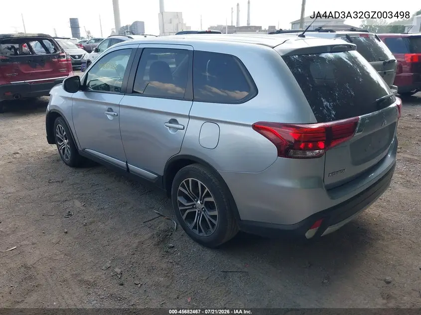 2016 Mitsubishi Outlander Se VIN: JA4AD3A32GZ003498 Lot: 45682467