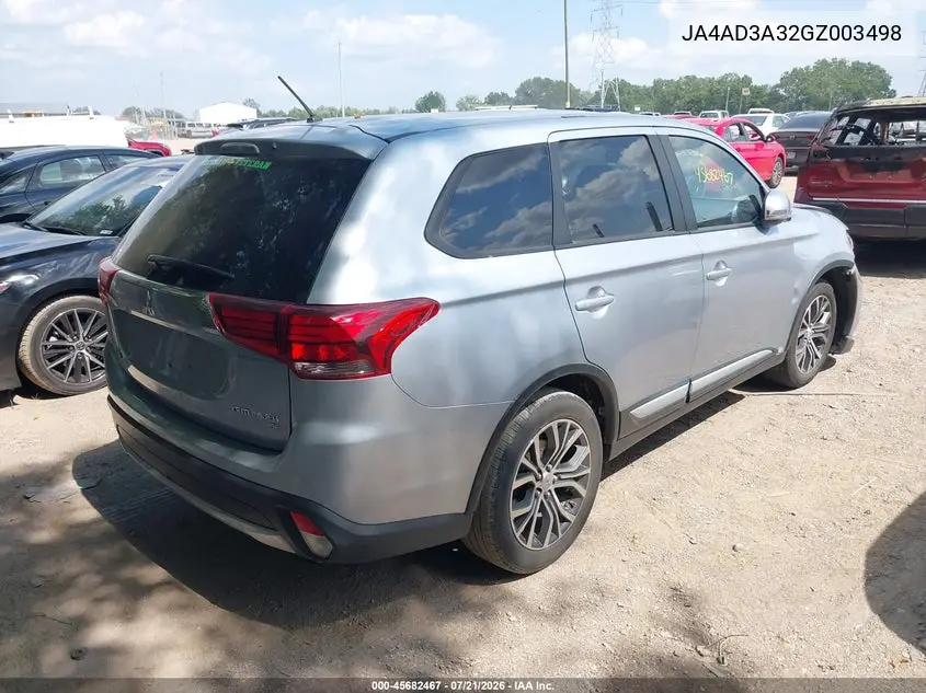 2016 Mitsubishi Outlander Se VIN: JA4AD3A32GZ003498 Lot: 45682467