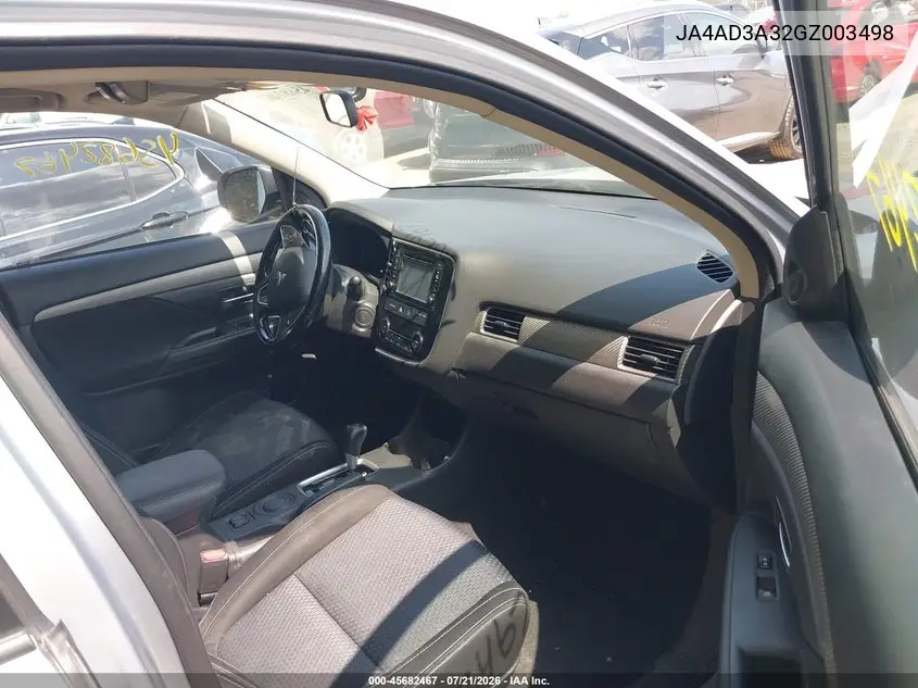 2016 Mitsubishi Outlander Se VIN: JA4AD3A32GZ003498 Lot: 45682467