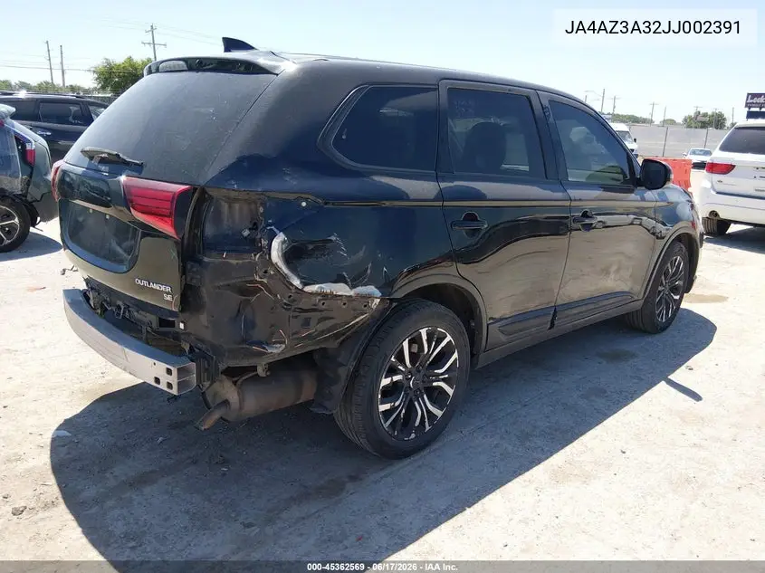 2018 Mitsubishi Outlander Se VIN: JA4AZ3A32JJ002391 Lot: 45362569
