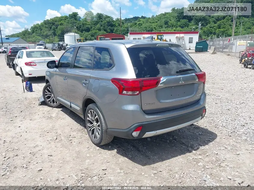 2018 Mitsubishi Outlander Es/Le/Se/Sel VIN: JA4AZ3A32JZ071180 Lot: 45411963
