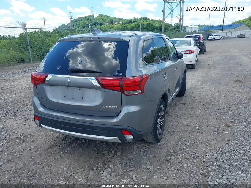 2018 Mitsubishi Outlander Es/Le/Se/Sel VIN: JA4AZ3A32JZ071180 Lot: 45411963