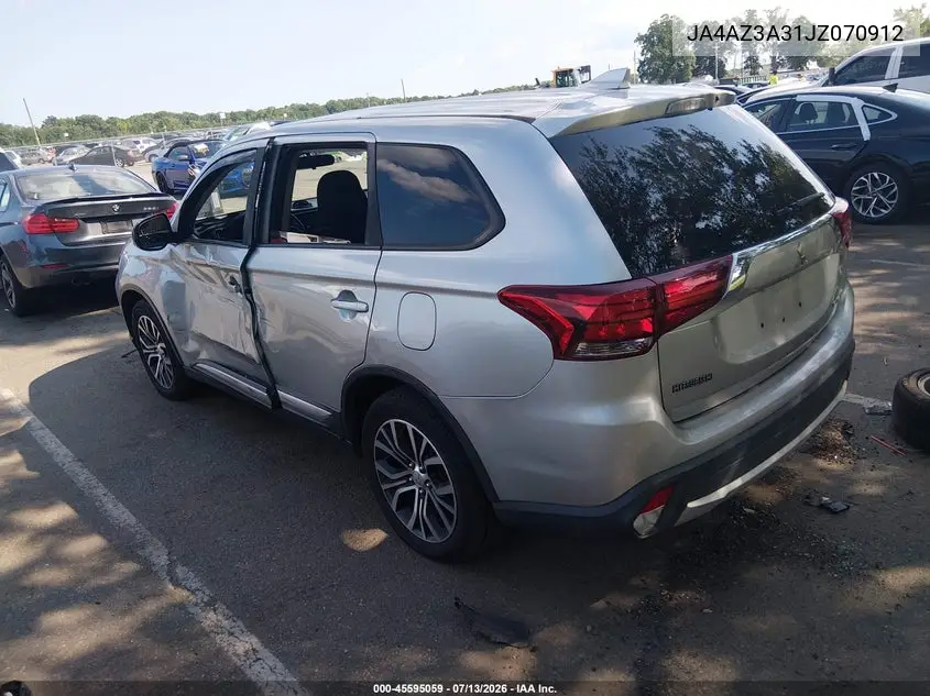 2018 Mitsubishi Outlander Es/Le/Se/Sel VIN: JA4AZ3A31JZ070912 Lot: 45595059