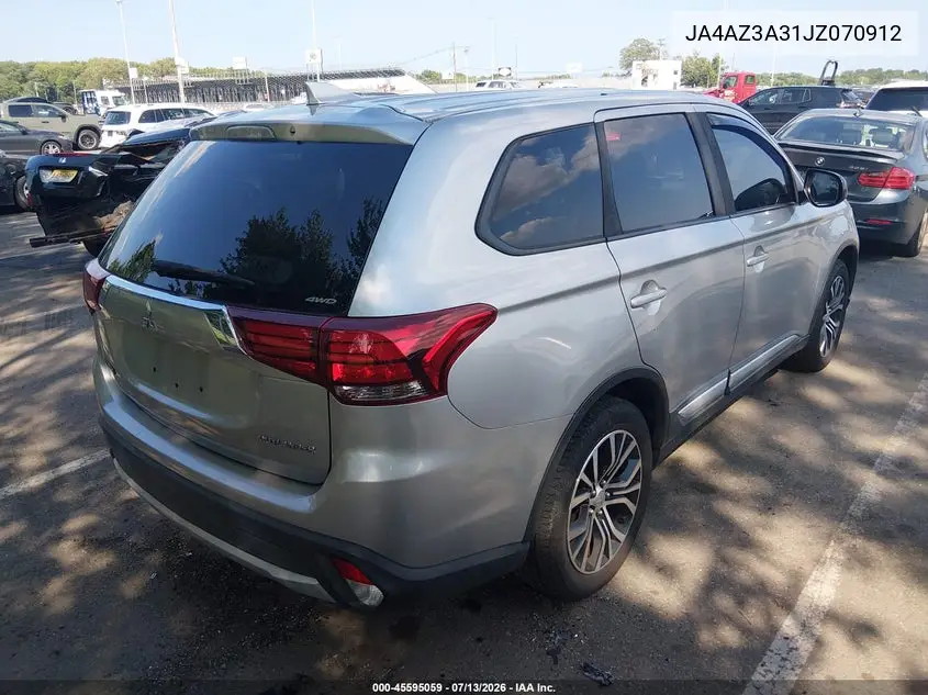 2018 Mitsubishi Outlander Es/Le/Se/Sel VIN: JA4AZ3A31JZ070912 Lot: 45595059