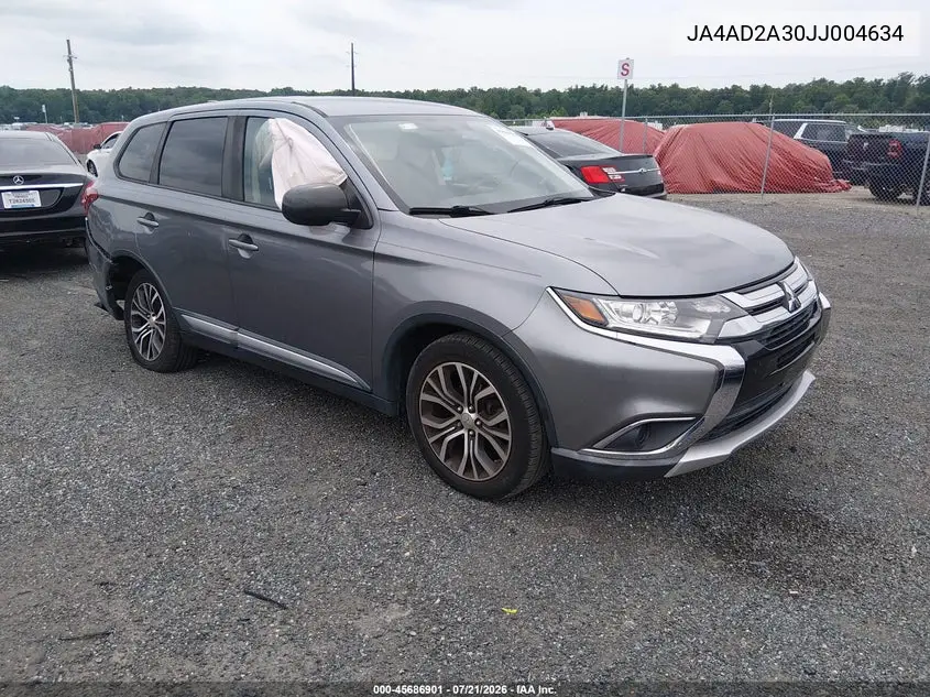 2018 Mitsubishi Outlander Es VIN: JA4AD2A30JJ004634 Lot: 45686901